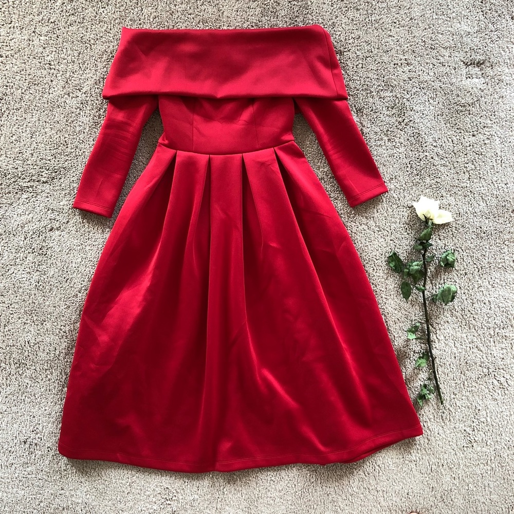 ASOS Bardot Long Sleeve Dip Back Midi Prom Dress